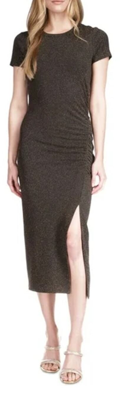 Michael Michael Kors Black/Gold Metallic Ruched Pullover Dress, NWT, XXL